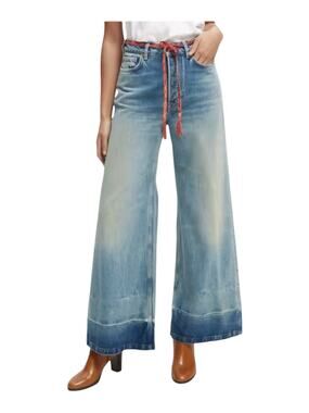 Scotch & Soda Amsterdam The Wave Wide Leg Jeans Sky Dreams Ikat Belt 32 NWT